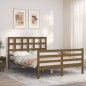 vidaXL Estructura de cama matrimonio con cabecero madera marrón miel vidaXL Estructura de cama matrimonio con cabecero madera marrón miel