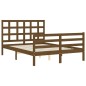 vidaXL Estructura de cama matrimonio con cabecero madera marrón miel vidaXL Estructura de cama matrimonio con cabecero madera marrón miel