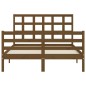 vidaXL Estructura de cama matrimonio con cabecero madera marrón miel vidaXL Estructura de cama matrimonio con cabecero madera marrón miel