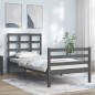 vidaXL Estructura de cama con cabecero madera maciza gris 100x200 cm vidaXL Estructura de cama con cabecero madera maciza gris 100x200 cm