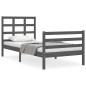 vidaXL Estructura de cama con cabecero madera maciza gris 100x200 cm vidaXL Estructura de cama con cabecero madera maciza gris 100x200 cm