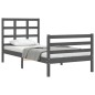 vidaXL Estructura de cama con cabecero madera maciza gris 100x200 cm vidaXL Estructura de cama con cabecero madera maciza gris 100x200 cm