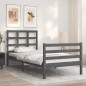 vidaXL Estructura de cama con cabecero madera maciza gris 100x200 cm vidaXL Estructura de cama con cabecero madera maciza gris 100x200 cm