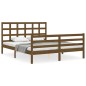 vidaXL Estructura de cama con cabecero madera marrón miel 160x200 cm vidaXL Estructura de cama con cabecero madera marrón miel 160x200 cm