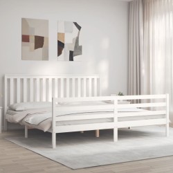 vidaXL Estructura de cama con cabecero madera maciza blanco 200x200 cm