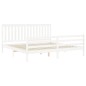 vidaXL Estructura de cama con cabecero madera maciza blanco 200x200 cm vidaXL Estructura de cama con cabecero madera maciza blanco 200x200 cm