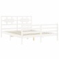 vidaXL Estructura de cama matrimonio con cabecero madera maciza blanco