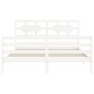 vidaXL Estructura de cama matrimonio con cabecero madera maciza blanco