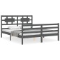 vidaXL Estructura de cama con cabecero madera maciza gris 160x200 cm vidaXL Estructura de cama con cabecero madera maciza gris 160x200 cm