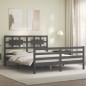 vidaXL Estructura de cama con cabecero madera maciza gris 160x200 cm vidaXL Estructura de cama con cabecero madera maciza gris 160x200 cm