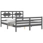 vidaXL Estructura de cama con cabecero madera maciza gris 160x200 cm vidaXL Estructura de cama con cabecero madera maciza gris 160x200 cm