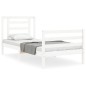 vidaXL Estructura de cama con cabecero madera maciza blanco 100x200 cm