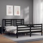 vidaXL Estructura de cama con cabecero madera maciza negro 160x200 cm