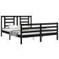 vidaXL Estructura de cama con cabecero madera maciza negro 160x200 cm