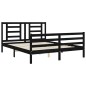 vidaXL Estructura de cama con cabecero madera maciza negro 160x200 cm