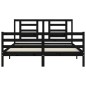 vidaXL Estructura de cama con cabecero madera maciza negro 160x200 cm