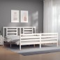 vidaXL Estructura de cama con cabecero madera maciza blanco 200x200 cm vidaXL Estructura de cama con cabecero madera maciza blanco 200x200 cm