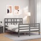 vidaXL Estructura de cama con cabecero madera maciza gris 140x190 cm vidaXL Estructura de cama con cabecero madera maciza gris 140x190 cm