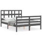 vidaXL Estructura de cama con cabecero madera maciza gris 140x190 cm vidaXL Estructura de cama con cabecero madera maciza gris 140x190 cm