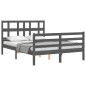vidaXL Estructura de cama con cabecero madera maciza gris 140x190 cm vidaXL Estructura de cama con cabecero madera maciza gris 140x190 cm