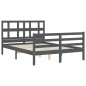 vidaXL Estructura de cama con cabecero madera maciza gris 140x190 cm vidaXL Estructura de cama con cabecero madera maciza gris 140x190 cm