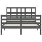 vidaXL Estructura de cama con cabecero madera maciza gris 140x190 cm vidaXL Estructura de cama con cabecero madera maciza gris 140x190 cm