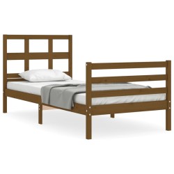 vidaXL Estructura cama y cabecero madera maciza marrón miel 100x200 cm