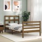 vidaXL Estructura cama y cabecero madera maciza marrón miel 100x200 cm vidaXL Estructura cama y cabecero madera maciza marrón miel 100x200 cm