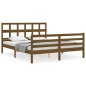 vidaXL Estructura de cama matrimonio con cabecero madera marrón miel vidaXL Estructura de cama matrimonio con cabecero madera marrón miel