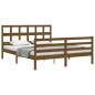 vidaXL Estructura de cama matrimonio con cabecero madera marrón miel vidaXL Estructura de cama matrimonio con cabecero madera marrón miel