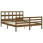 vidaXL Estructura de cama matrimonio con cabecero madera marrón miel vidaXL Estructura de cama matrimonio con cabecero madera marrón miel