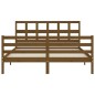 vidaXL Estructura de cama matrimonio con cabecero madera marrón miel vidaXL Estructura de cama matrimonio con cabecero madera marrón miel