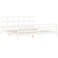 vidaXL Estructura cama de matrimonio con cabecero madera maciza blanco
