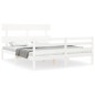 vidaXL Estructura de cama matrimonio con cabecero madera maciza blanco vidaXL Estructura de cama matrimonio con cabecero madera maciza blanco
