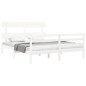 vidaXL Estructura de cama matrimonio con cabecero madera maciza blanco vidaXL Estructura de cama matrimonio con cabecero madera maciza blanco
