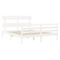 vidaXL Estructura de cama matrimonio con cabecero madera maciza blanco vidaXL Estructura de cama matrimonio con cabecero madera maciza blanco