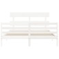 vidaXL Estructura de cama matrimonio con cabecero madera maciza blanco vidaXL Estructura de cama matrimonio con cabecero madera maciza blanco
