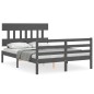 vidaXL Estructura cama de matrimonio con cabecero madera maciza gris vidaXL Estructura cama de matrimonio con cabecero madera maciza gris