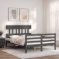 vidaXL Estructura cama de matrimonio con cabecero madera maciza gris vidaXL Estructura cama de matrimonio con cabecero madera maciza gris