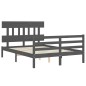 vidaXL Estructura cama de matrimonio con cabecero madera maciza gris vidaXL Estructura cama de matrimonio con cabecero madera maciza gris