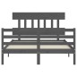 vidaXL Estructura cama de matrimonio con cabecero madera maciza gris vidaXL Estructura cama de matrimonio con cabecero madera maciza gris