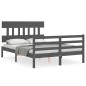 vidaXL Estructura de cama con cabecero madera maciza gris 140x190 cm vidaXL Estructura de cama con cabecero madera maciza gris 140x190 cm