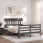 vidaXL Estructura de cama con cabecero madera maciza gris 140x190 cm vidaXL Estructura de cama con cabecero madera maciza gris 140x190 cm