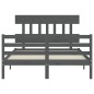 vidaXL Estructura de cama con cabecero madera maciza gris 140x190 cm vidaXL Estructura de cama con cabecero madera maciza gris 140x190 cm