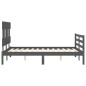vidaXL Estructura de cama con cabecero madera maciza gris 140x190 cm vidaXL Estructura de cama con cabecero madera maciza gris 140x190 cm