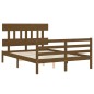 vidaXL Estructura cama y cabecero madera maciza marrón miel 140x200 cm