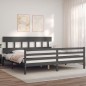 vidaXL Estructura de cama con cabecero madera maciza gris 200x200 cm vidaXL Estructura de cama con cabecero madera maciza gris 200x200 cm