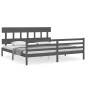 vidaXL Estructura de cama con cabecero madera maciza gris 200x200 cm vidaXL Estructura de cama con cabecero madera maciza gris 200x200 cm