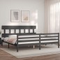 vidaXL Estructura de cama con cabecero madera maciza gris 200x200 cm vidaXL Estructura de cama con cabecero madera maciza gris 200x200 cm