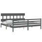 vidaXL Estructura de cama con cabecero madera maciza gris 200x200 cm vidaXL Estructura de cama con cabecero madera maciza gris 200x200 cm